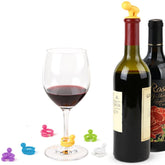 7 PCS Cartoon Silicone Sealed Spiral Red Wine Stopper + Cup Feet Set, Random Color Delivery